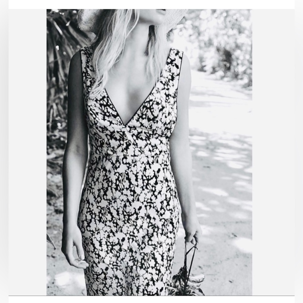 Free People Black and White Floral Midi Dress